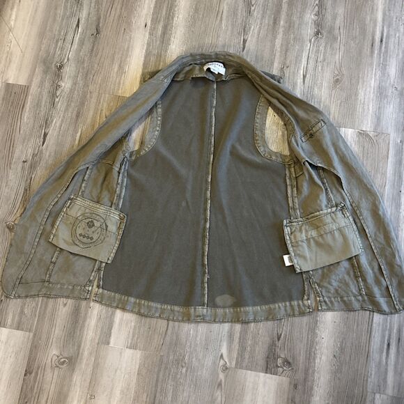 Marrakech By Anthropologie Womens Army Green Open Collared Linen Vest XSmall - Picture 5 of 13